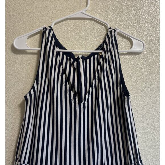 Navy White Striped Jumpsuit Size 1 (XS) Midi Nautical Coastal Quiet Luxury Prep - Picture 3 of 10